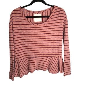 Free People Peplum hem line Striped Top  XS